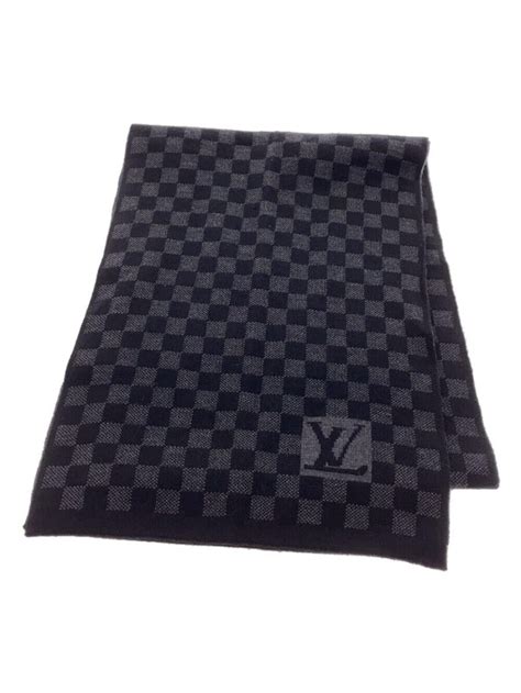 lv m74200|Authentic Louis Vuitton M74200 Black LV Logo Mark Scarf Wool .